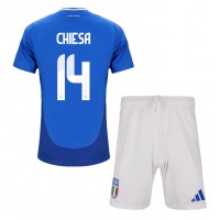 Italien Federico Chiesa #14 Fußballbekleidung Heimtrikot Kinder EM 2024 Kurzarm (+ kurze hosen)